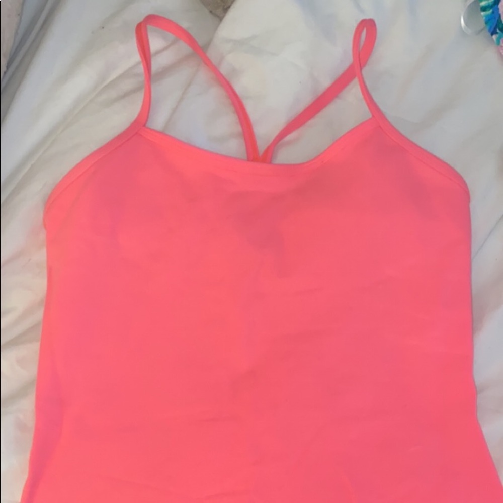 Hot pink Lululemon power Y tank top